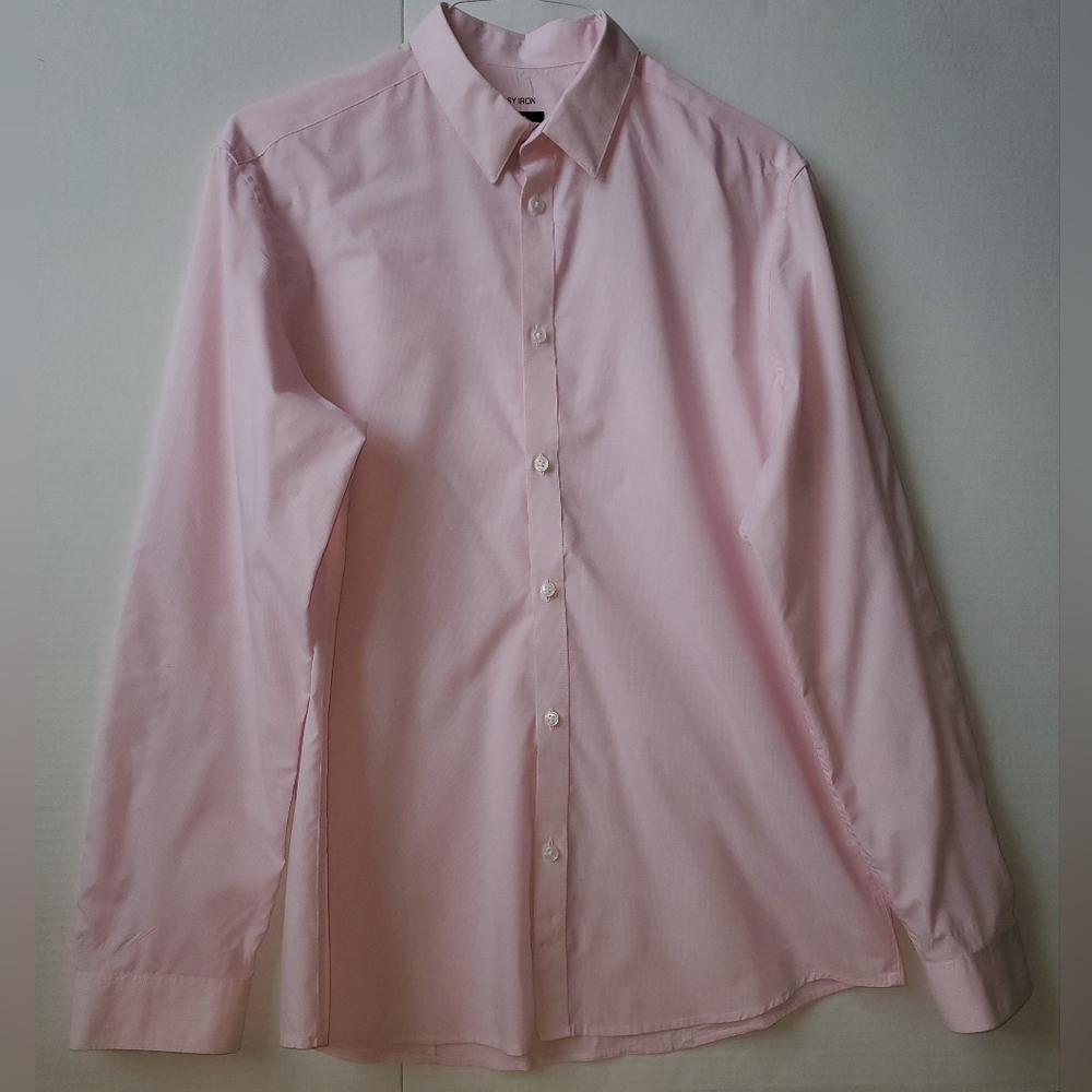 H&M Men's Pink Easy Iron Slim Fit Shirt Sz L